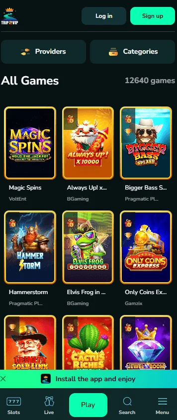 Trip2vip Casino free-spin promotions on mobile